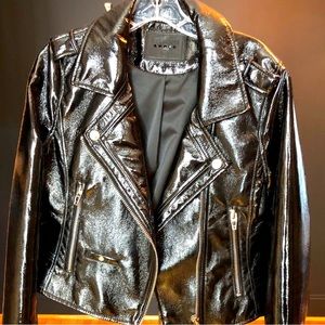 Blank NYC Moto Jacket, Black Patent Leather